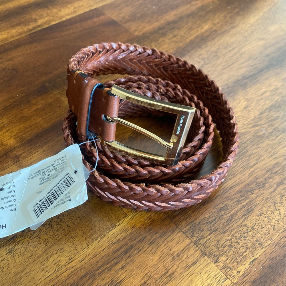 NWT Hush Puppies Men’s Genuine Leather Braided Belt – Brown – 96cm – Gift Ready